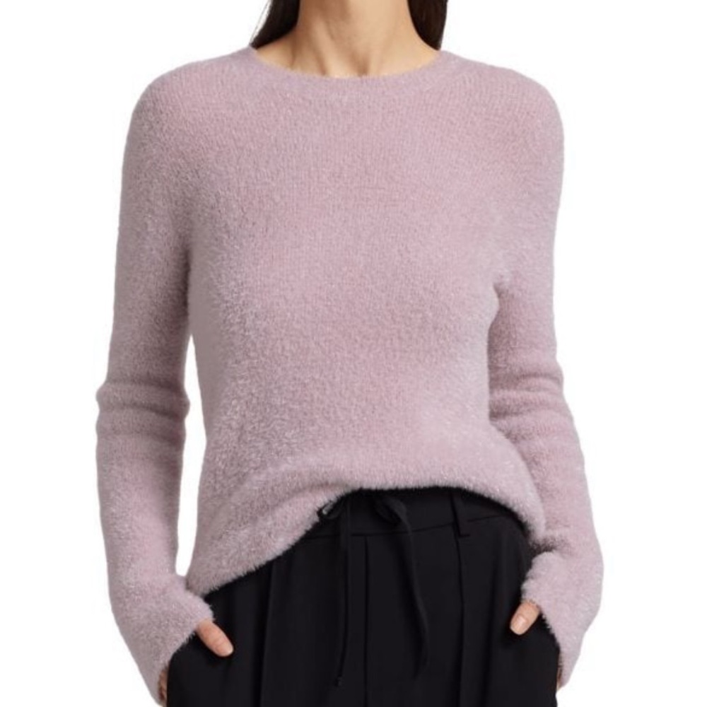Vince Metallic Eyelash Lavender Crew Neck Sweater